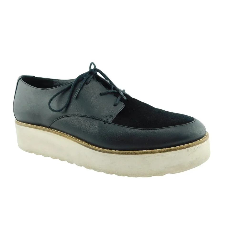 VINCE Black Leather Lace Up Platform Oxfords Shoes 40EU / 10US